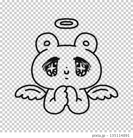 ゆめかわ天使なクマ　線画 135114891