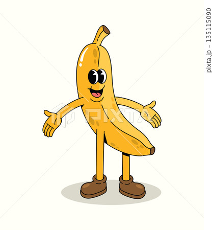 banana groovy cartoon illustration banana groovy cartoon illustration 135115090