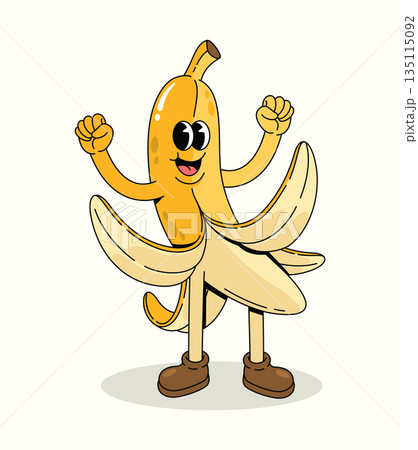 banana happy groovy cartoon illustration 135115092