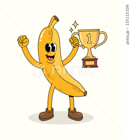 banana trophy groovy cartoon illustration 135115109
