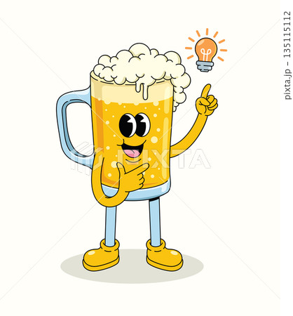 beer idea groovy cartoon illustration beer idea groovy cartoon illustration 135115112
