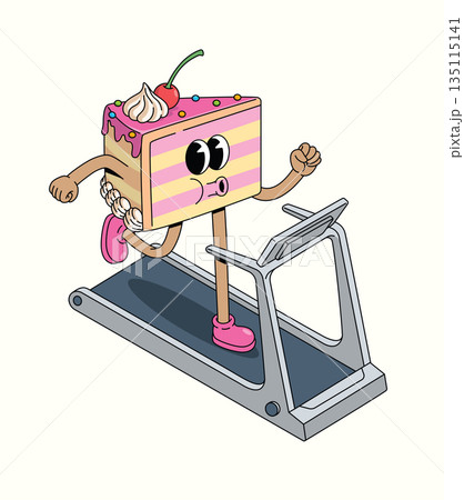 cake treadmill groovy cartoon illustration cake treadmill groovy cartoon illustration 135115141