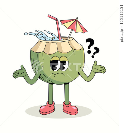 coconut confused groovy cartoon illustration 135115151