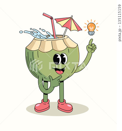 coconut idea groovy cartoon illustration 135115159