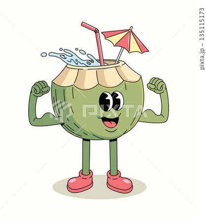coconut strong groovy cartoon illustration 135115173