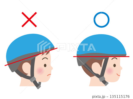 自転車ヘルメットの正しい被り方 自転車ヘルメットの正しい被り方 135115176