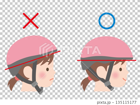 自転車ヘルメットの正しい被り方 135115177