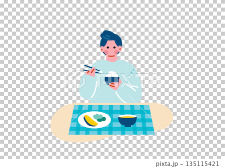 食事をする若い男性 135115421