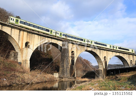【JR東日本】キハ110系 快速「はまゆり」（釜石線：柏木平〜宮守） 135115502
