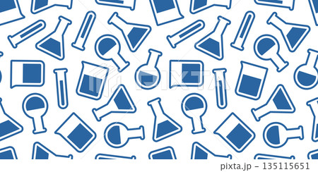 科学の実験器具のアイコンのシームレス背景画像。 135115651