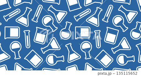 科学の実験器具のアイコンのシームレス背景画像。 135115652