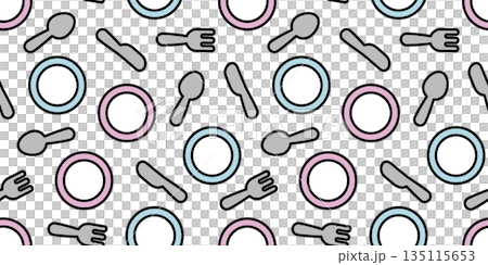 餐具圖示的無縫背景圖。 135115653