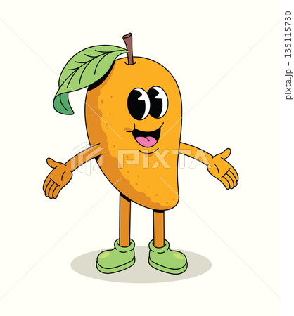 mango happy groovy cartoon illustration mango happy groovy cartoon illustration 135115730