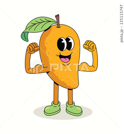 mango strong groovy cartoon illustration 135115747
