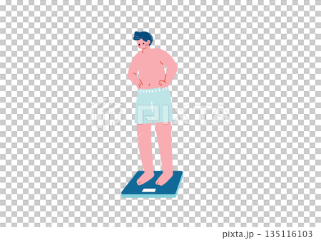 体重計に乗っている男性 135116103