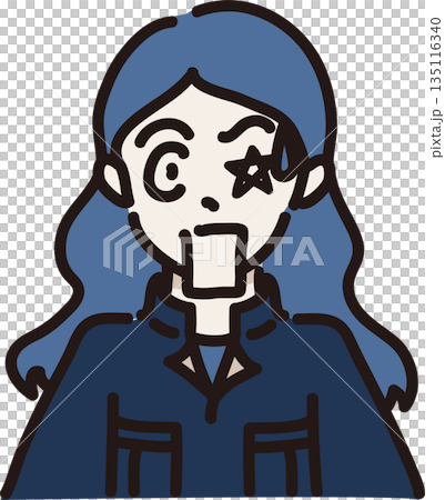 作業服を着たとても驚いた表情の女性のイラスト 紺色の制服 作業服を着たとても驚いた表情の女性のイラスト 紺色の制服 135116340