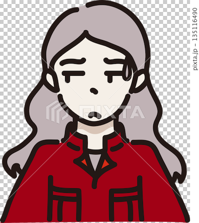 Illustration of a woman wearing work clothes and red uniform 135116490