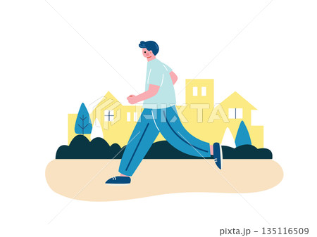 ジョギングをする男性 135116509