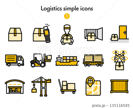 シンプルアイコン集 物流・配送 135116585