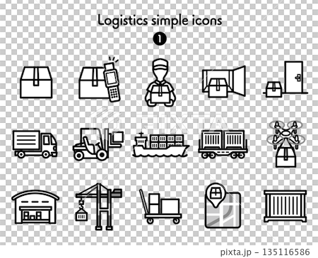 シンプルアイコン集 物流・配送 135116586
