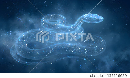 星座と星で描かれた神秘的な蛇 干支・巳年の天体ファンタジーイラスト 星座と星で描かれた神秘的な蛇 干支・巳年の天体ファンタジーイラスト 135116629
