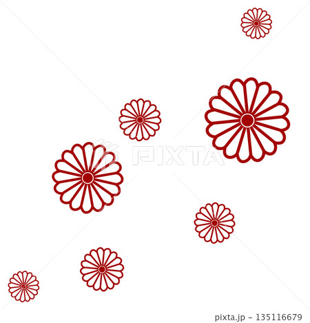 濃い赤色のたくさんの花 135116679