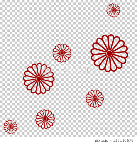 濃い赤色のたくさんの花 135116679