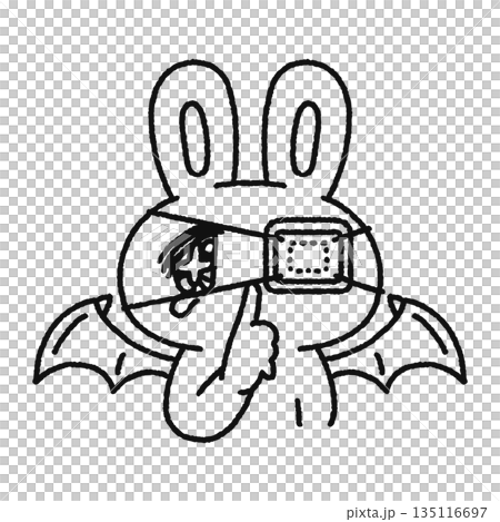 病みかわ悪魔なウサギ 線画 病みかわ悪魔なウサギ 線画 135116697