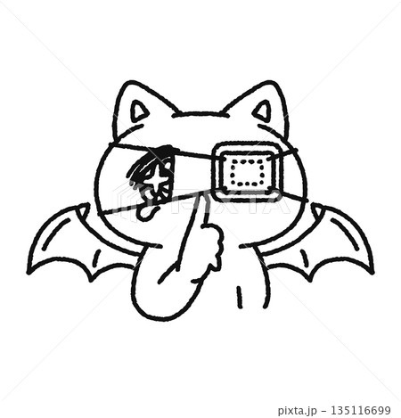 病みかわ悪魔なネコ 線画 病みかわ悪魔なネコ 線画 135116699