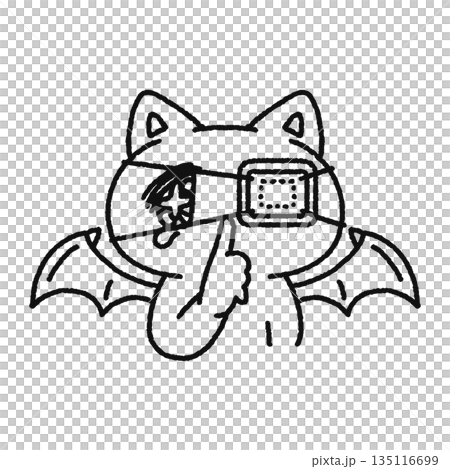 病みかわ悪魔なネコ 線画 病みかわ悪魔なネコ 線画 135116699