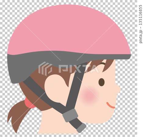 Girl wearing a bicycle helmet Girl wearing a bicycle helmet 135116855