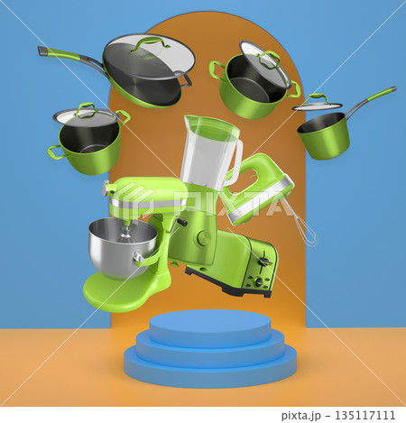 Assorted kitchen appliances and cookware...のイラスト素材 [135117111] - PIXTA