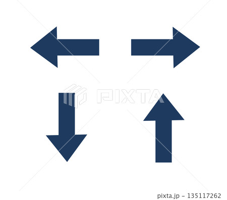 4方向矢印アイコンセット ネイビー 透過PNG シンプルUI素材 135117262