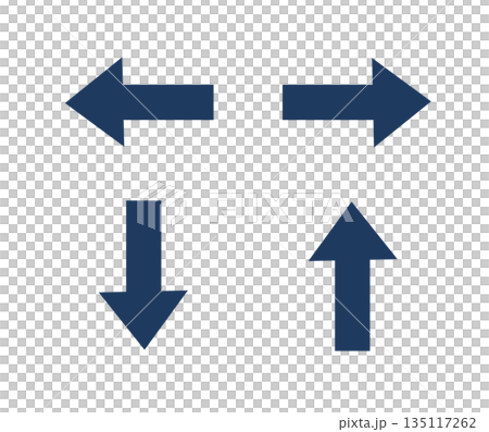 4方向矢印アイコンセット ネイビー 透過PNG シンプルUI素材 135117262