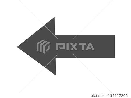 左向き矢印アイコン グレー 透過PNG シンプル方向マーク 135117263
