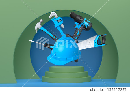 Abstract scene or podium for product showcase on monochrome background. 135117271
