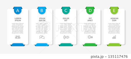 Infographic with icons, headings, and text blocks, design for business, presentation, or data visualization. Vector illustration. 135117476