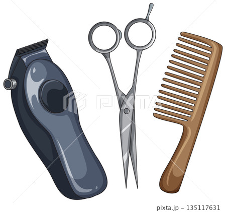 Barber Tools Set with Clipper, Scissors, and Comb 135117631