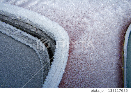 Frost on an classic american vintage car 135117686