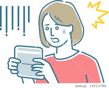通帳を見て落ち込んでいる女性 通帳を見て落ち込んでいる女性 135117760