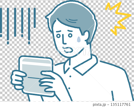 A man looking depressed while looking at his bankbook A man looking depressed while looking at his bankbook 135117761