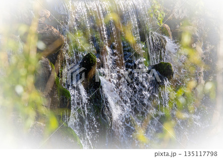 Waterfall in Park Sonsbeek in Arnhem, the Veluwe, the Netherlands. Waterfall in Park Sonsbeek in Arnhem, the Veluwe, the Netherlands. 135117798
