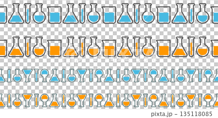 科学の実験器具のアイコンのシームレスなライン。 135118085