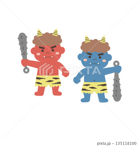 節分のイラスト素材 赤鬼と青鬼 節分のイラスト素材 赤鬼と青鬼 135118100