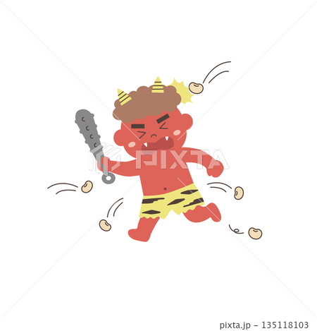 節分　イラスト素材　赤鬼 135118103