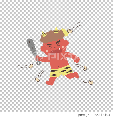 節分　イラスト素材　赤鬼 135118103