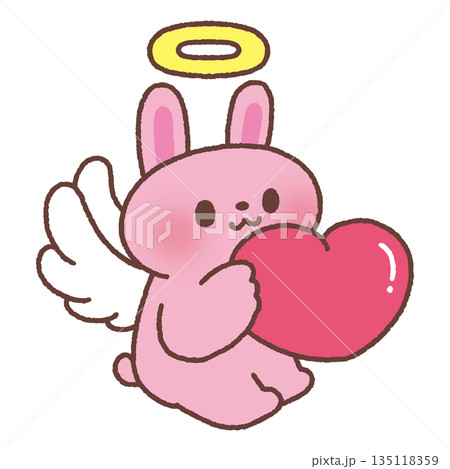 ハートを持った天使・ウサギ 135118359