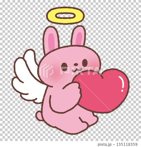 ハートを持った天使・ウサギ 135118359