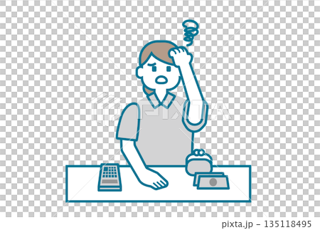 一幅描繪女性理財困難的插圖 135118495