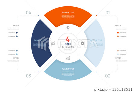 Venn diagram infographic chart template for business 4 options presentation and icon elements, 4 steps business success. 135118511
